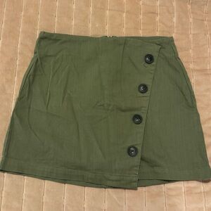 Harper Asymmetrical Olive Mini Skirt
